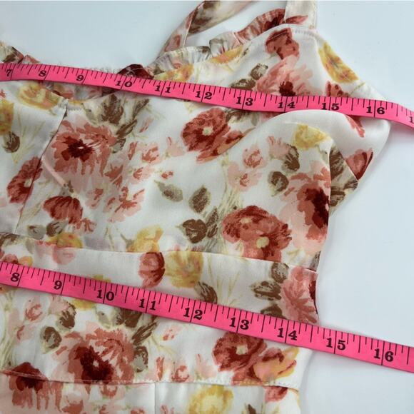 Abercrombie & Fitch floral tie strap slit midi dress size medium petite - Picture 5 of 8